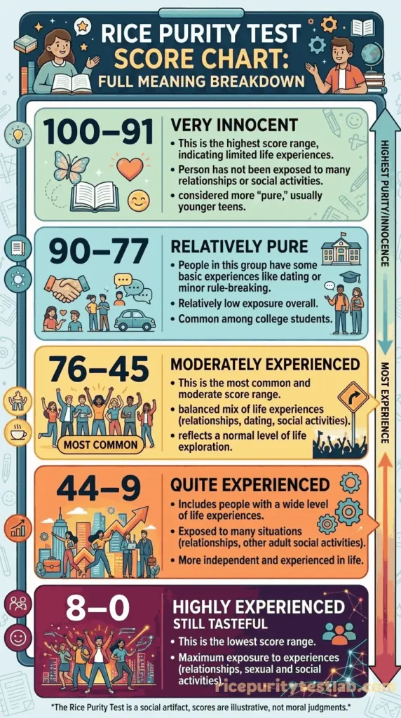 A chart shown all the rice purity test score meaning